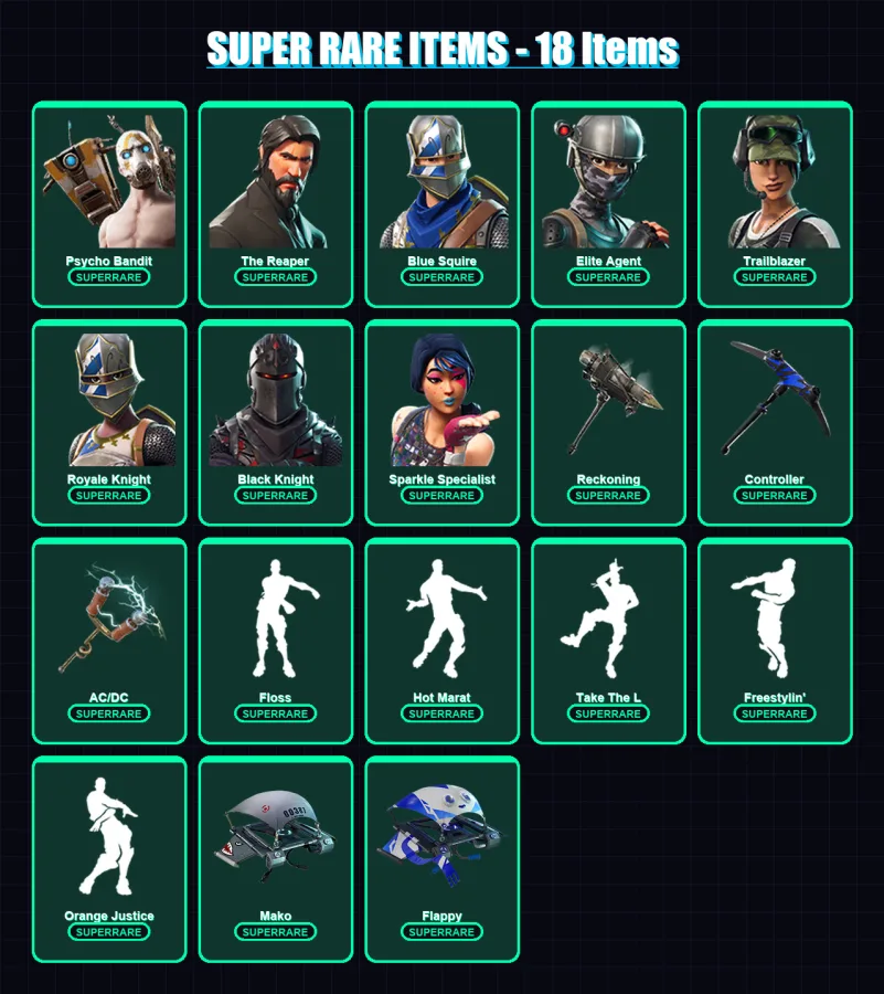 [PC/XBOX] | Psycho Bandit | The Reaper | Blue Squire | Elite Agent | Trailblazer | 39 skin | 35 pickaxe | 38 emote | 36 glider | Lv466