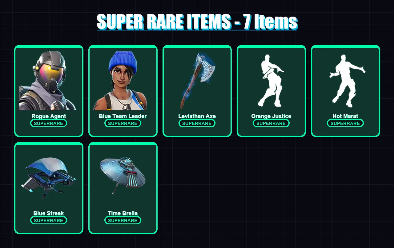 [PC/XBOX] | Rogue Agent | Blue Team Leader | Wild Card | Menace | Ragnarok | 40 skin | 68 pickaxe | 56 emote | 57 glider | Lv1161 — Fortnite account