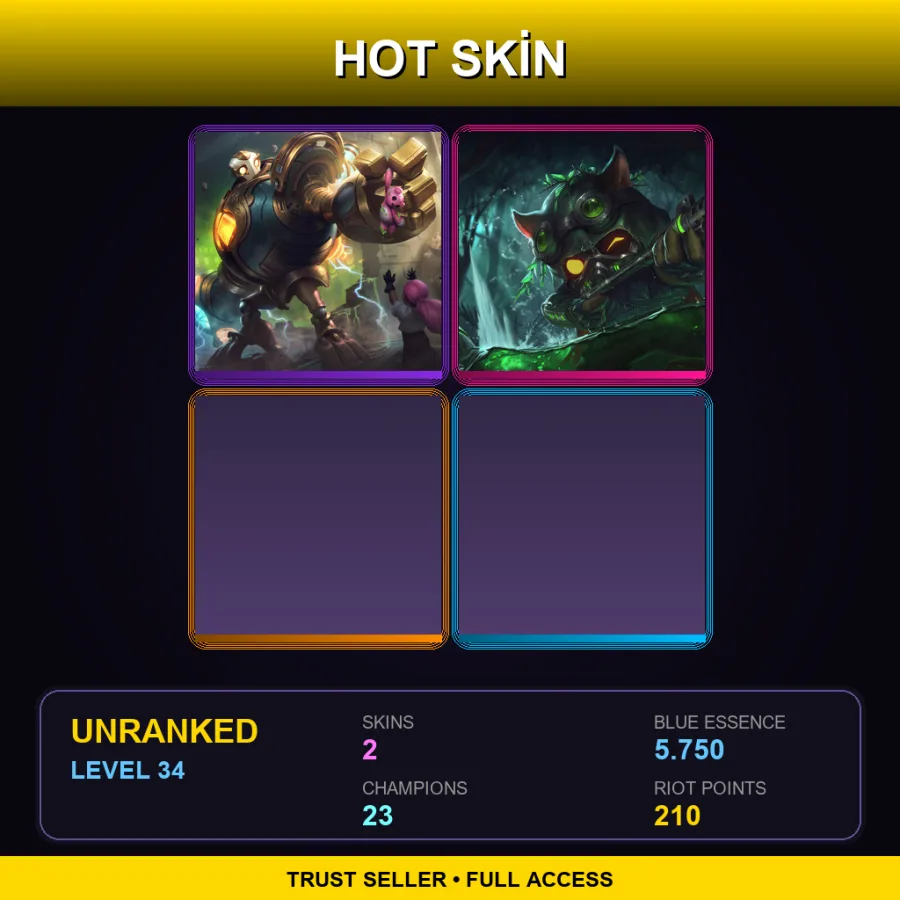 NA | Lv34 | Unranked | 2 Skin | 23 Champ — LoL account