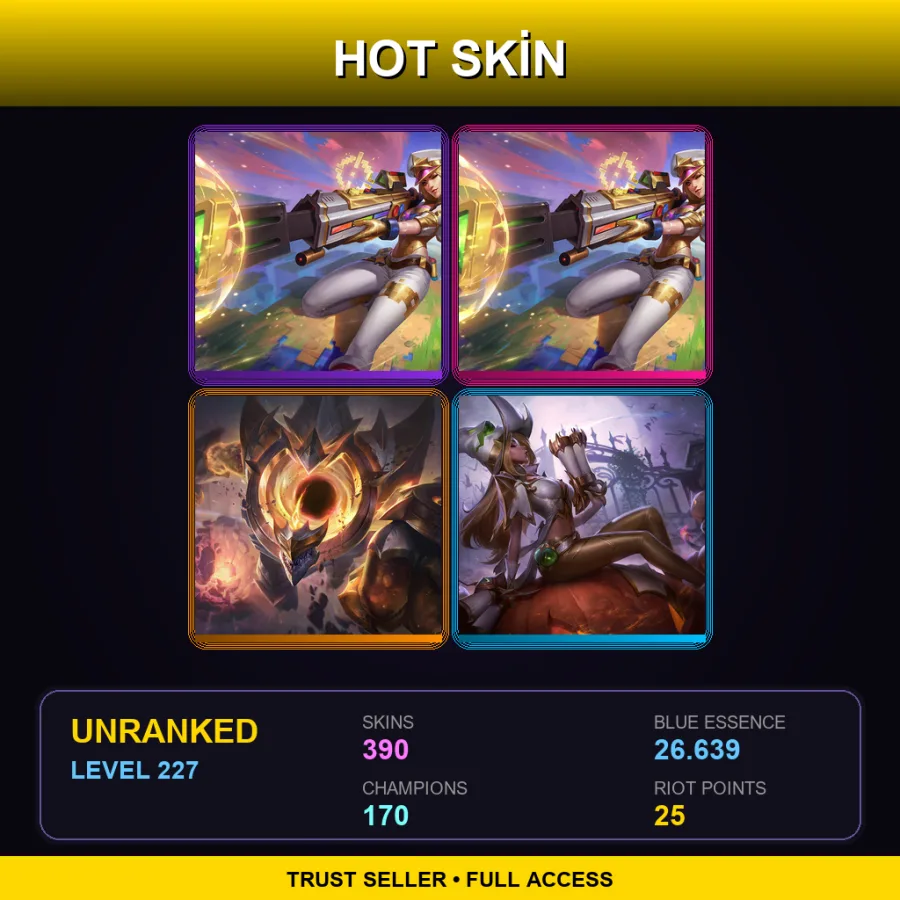 OCE | Lv227 | Unranked | 390 Skin | 170 Champ