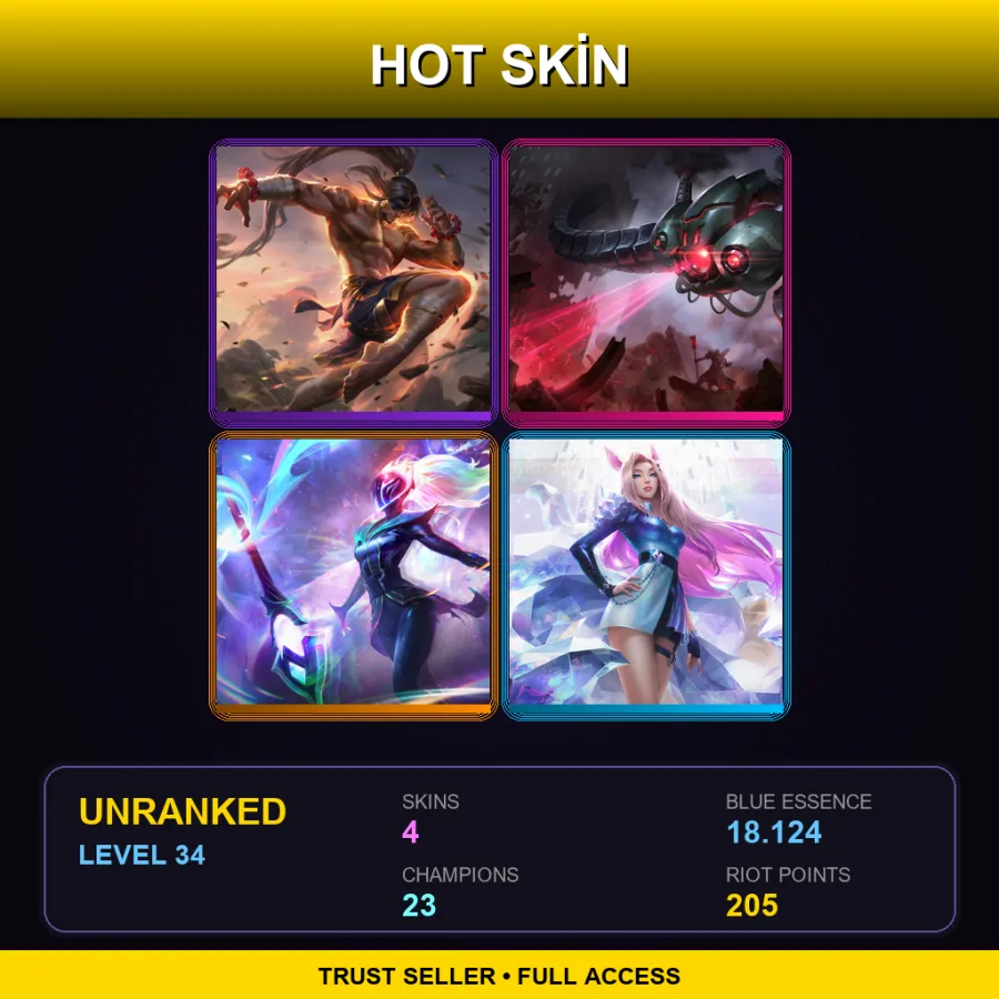 EUNE | Lv34 | Unranked | 4 Skin | 23 Champ — LoL account