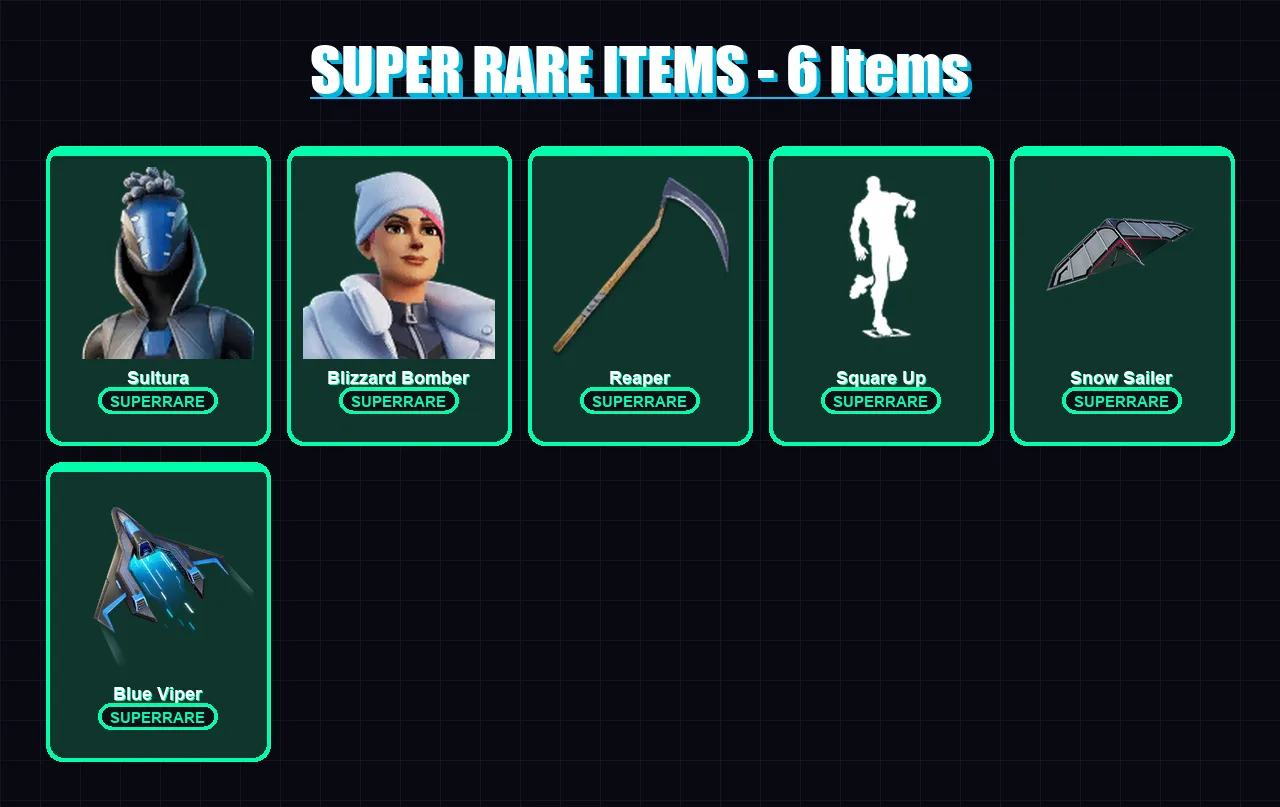 [PS4/PS5/XBOX/PC] | Sultura | Blizzard Bomber | Polarity | Ronin | Paradigm (Reality-659) | 43 skin | 56 pickaxe | 36 emote | 44 glider | Lv622