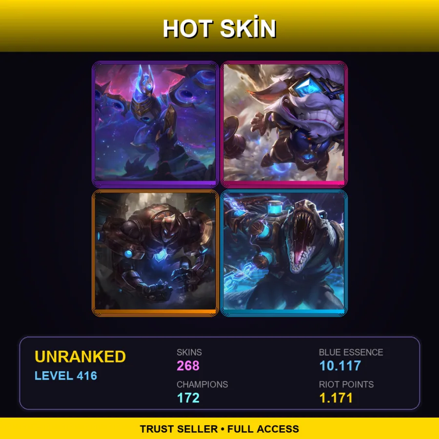 TW | Lv416 | Unranked | 268 Skin | 172 Champ — Arcana Ryze