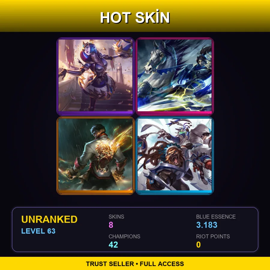 EUW | Lv63 | Unranked | 8 Skin | 42 Champ