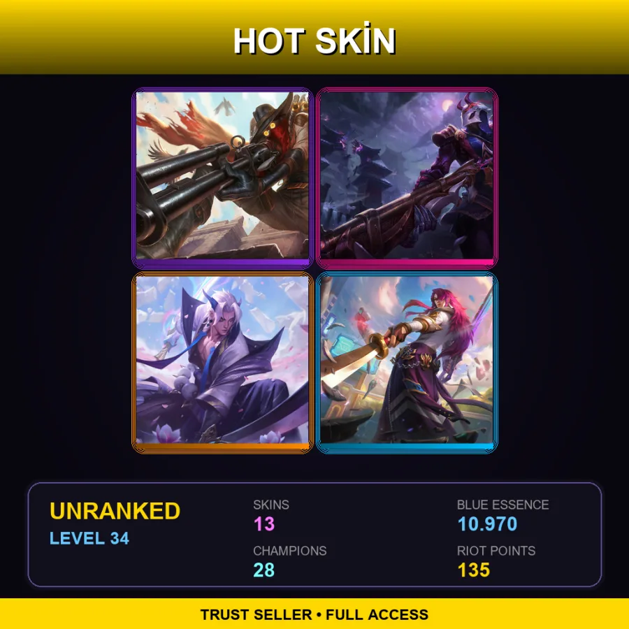 LAN | Lv34 | Unranked | 13 Skin | 28 Champ