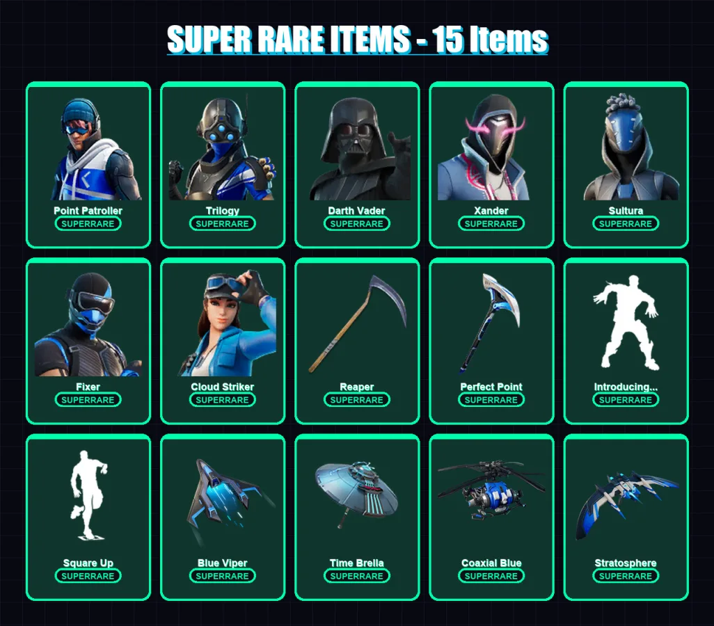 [PC/XBOX] | Point Patroller | Trilogy | Darth Vader | Xander | Sultura | 174 skin | 257 pickaxe | 191 emote | 203 glider | Lv3972 — Game account