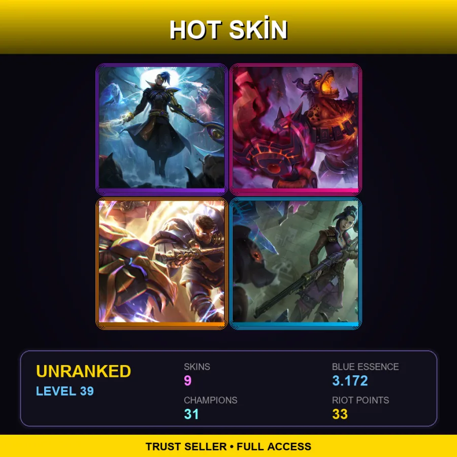 SG | Lv39 | Unranked | 9 Skin | 31 Champ — LoL account