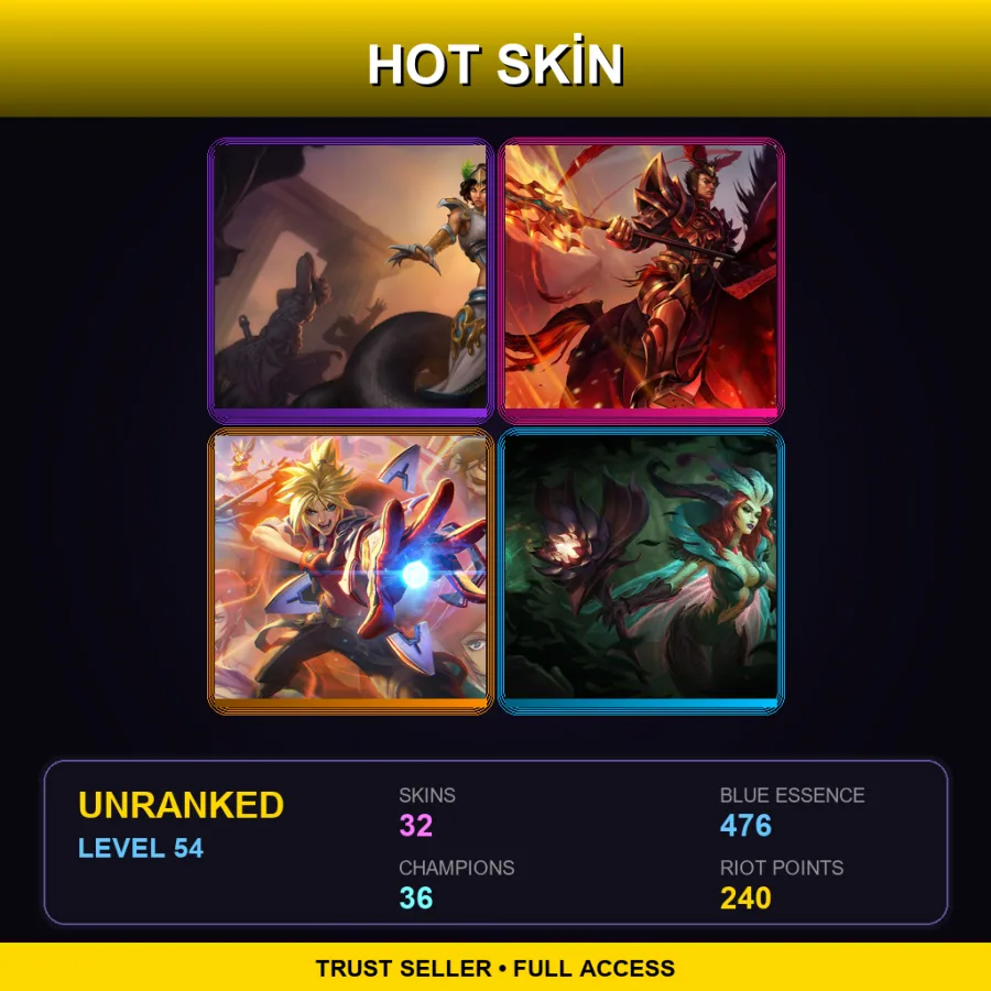 EUNE | Lv54 | Unranked | 32 Skin | 36 Champ — LoL account