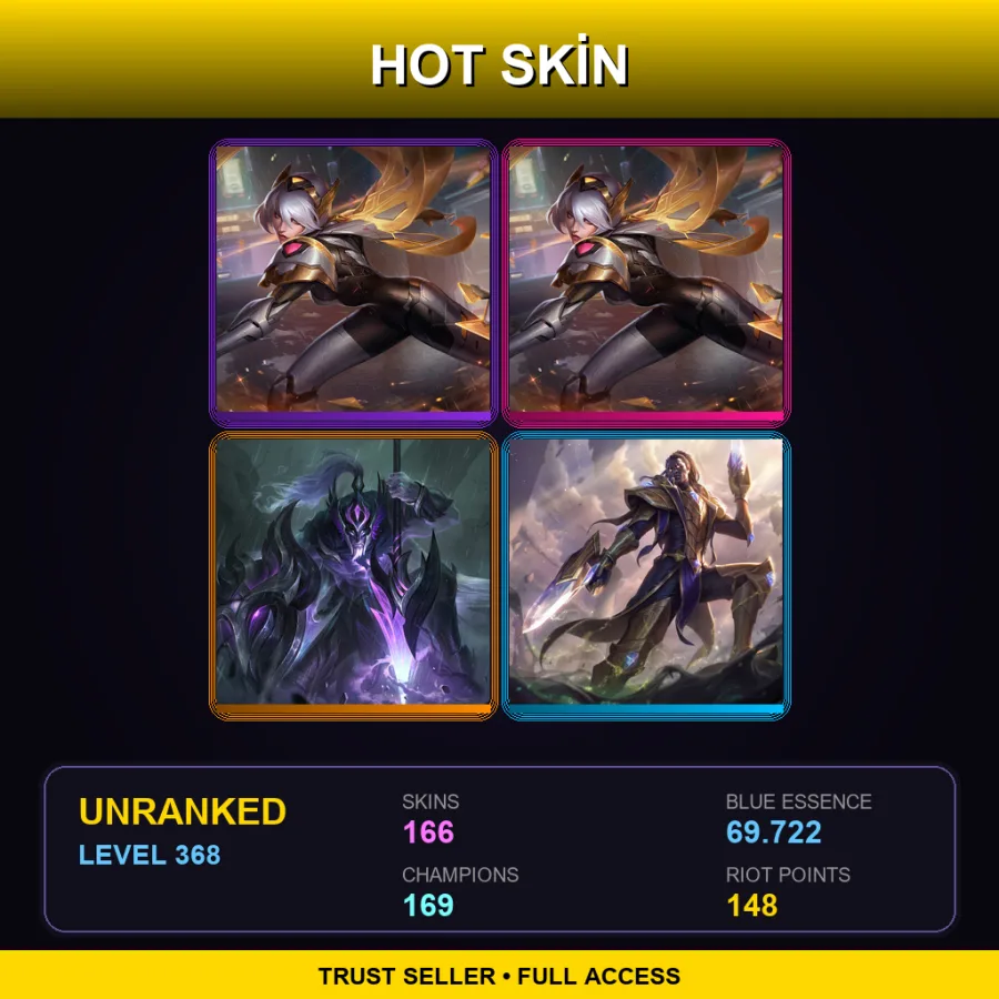 EUW | Lv368 | Unranked | 166 Skin | 169 Champ