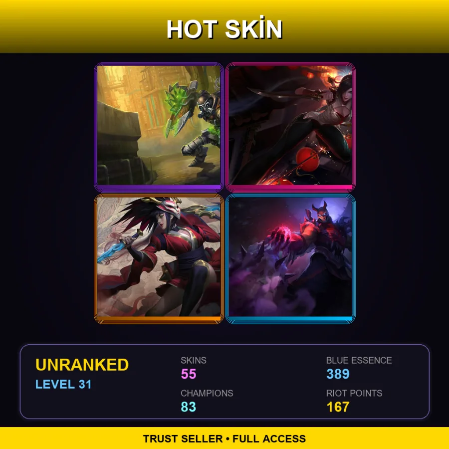 NA | Lv31 | Unranked | 55 Skin | 83 Champ — Unranked / Smurf League of Legends