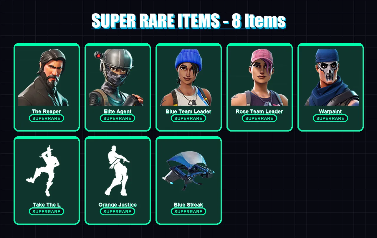 [PC/XBOX] | The Reaper | Elite Agent | Blue Team Leader | Rose Team Leader | Warpaint | 18 skin | 10 pickaxe | 24 emote | 18 glider | Lv212