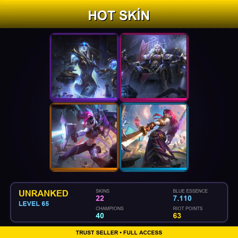 EUNE | Lv65 | Unranked | 22 Skin | 40 Champ — LoL account