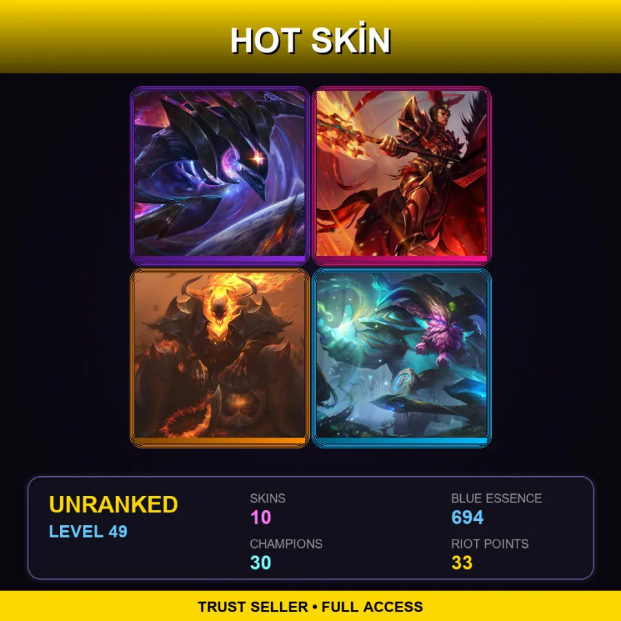 EUW | Lv49 | Unranked | 10 Skin | 30 Champ