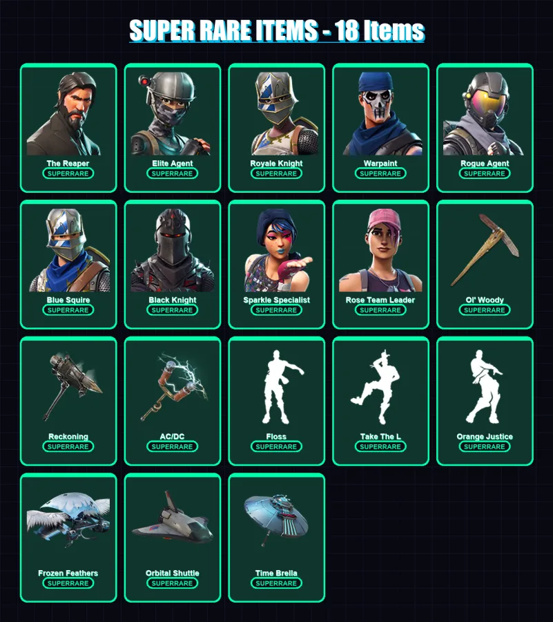 [PC/XBOX/PSN] | The Reaper | Elite Agent | Royale Knight | Warpaint | Rogue Agent | 120 skin | 110 pickaxe | 104 emote | 113 glider | Lv1543