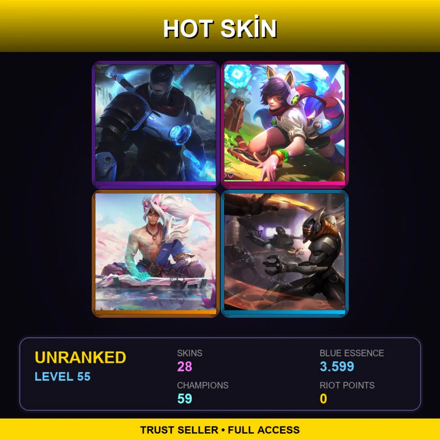 EUW | Lv55 | Unranked | 28 Skin | 59 Champ