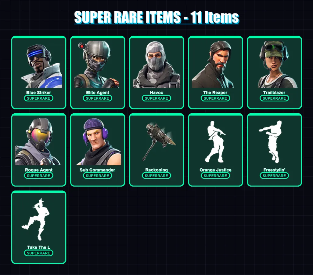 [PS4/PS5/XBOX/PC] | Blue Striker | Elite Agent | Havoc | The Reaper | Trailblazer | 36 skin | 18 pickaxe | 26 emote | 20 glider | Lv252