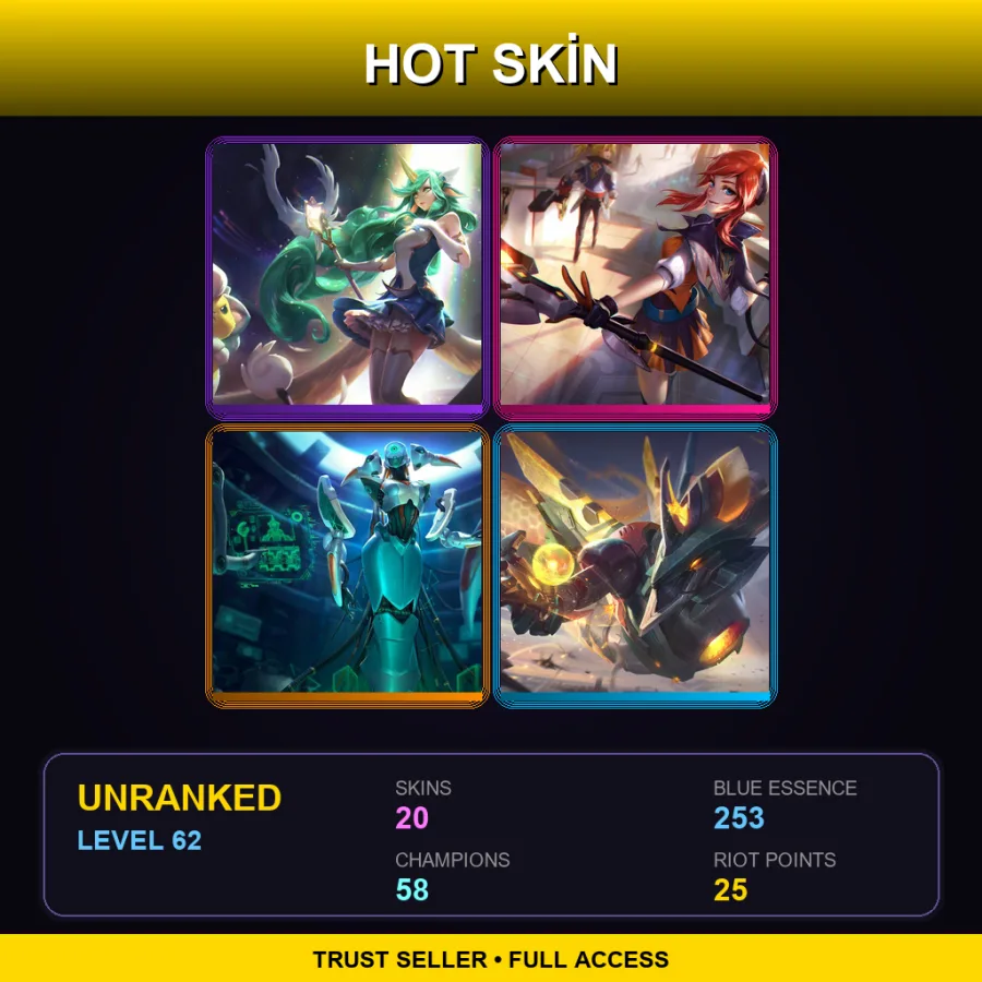 TR | Lv62 | Unranked | 20 Skin | 58 Champ — LoL account