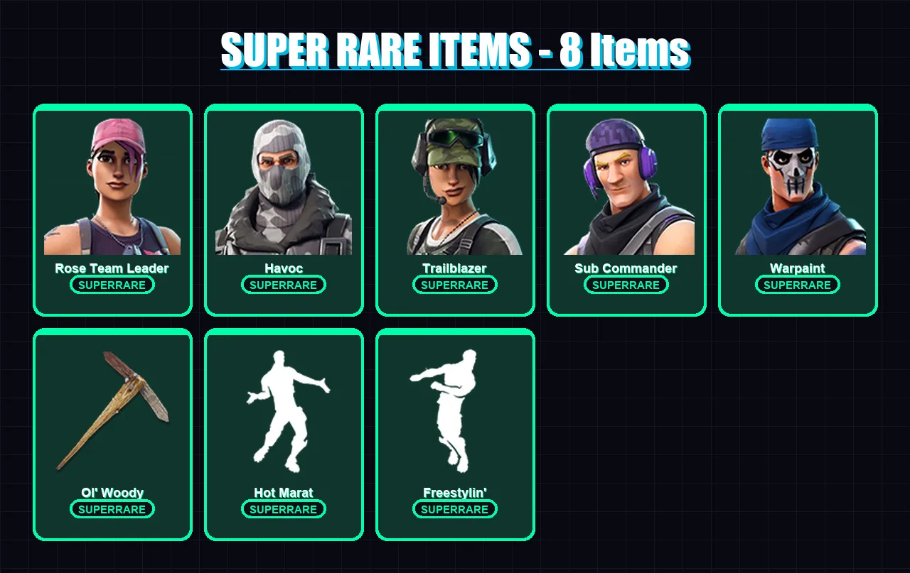 [PC/PSN] | Rose Team Leader | Havoc | Trailblazer | Sub Commander | Warpaint | 7 skin | 7 pickaxe | 6 emote | 8 glider | Lv70