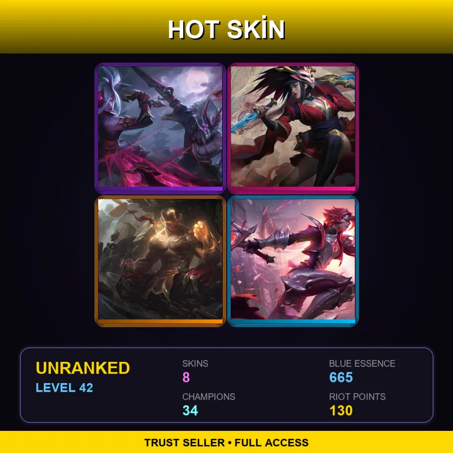 EUNE | Lv42 | Unranked | 8 Skin | 34 Champ