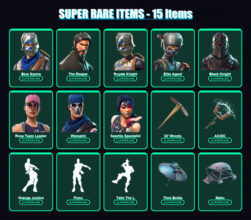 [PC/XBOX/PSN] | Blue Squire | The Reaper | Royale Knight | Elite Agent | Black Knight | 64 skin | 57 pickaxe | 59 emote | 62 glider | Lv582 — Fortnite account
