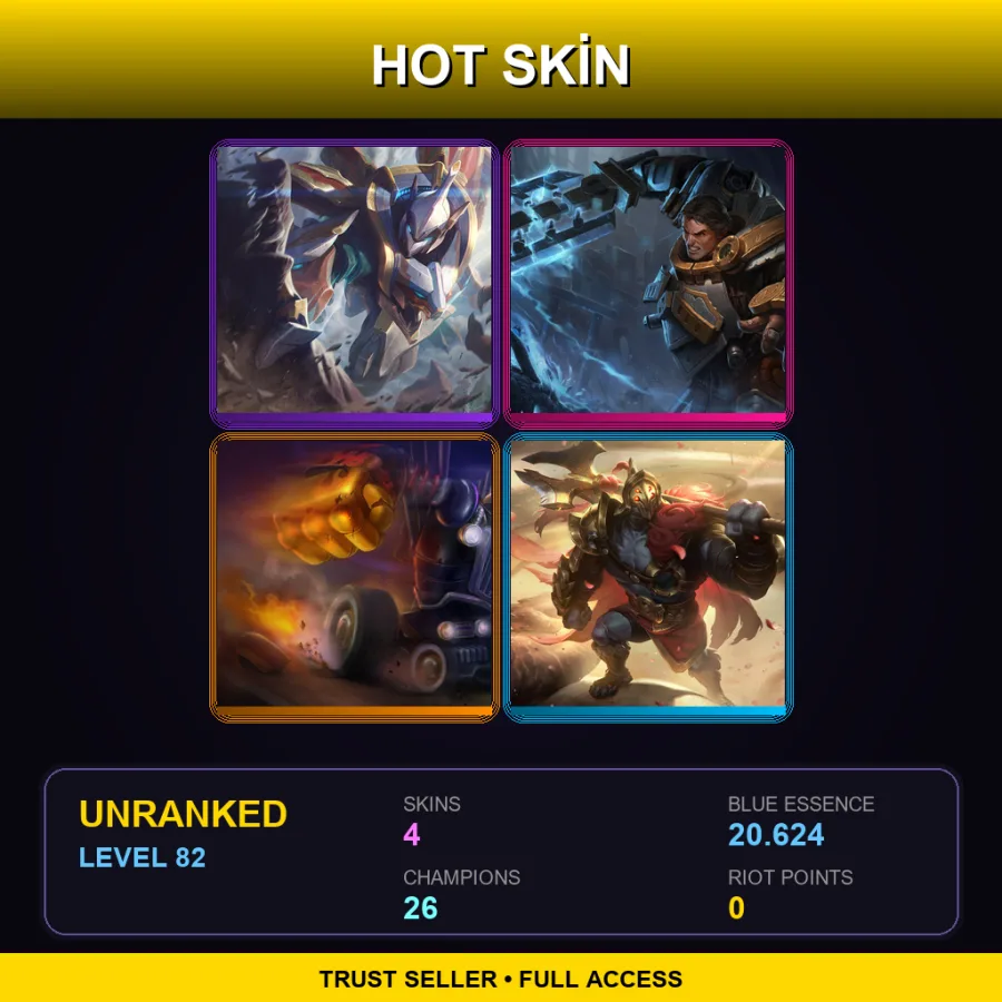 LAS | Lv82 | Unranked | 4 Skin | 26 Champ — LoL account