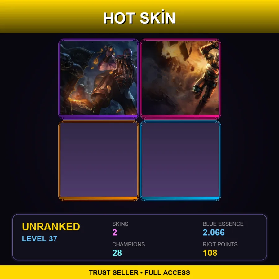 EUNE | Lv37 | Unranked | 2 Skin | 28 Champ — LoL account