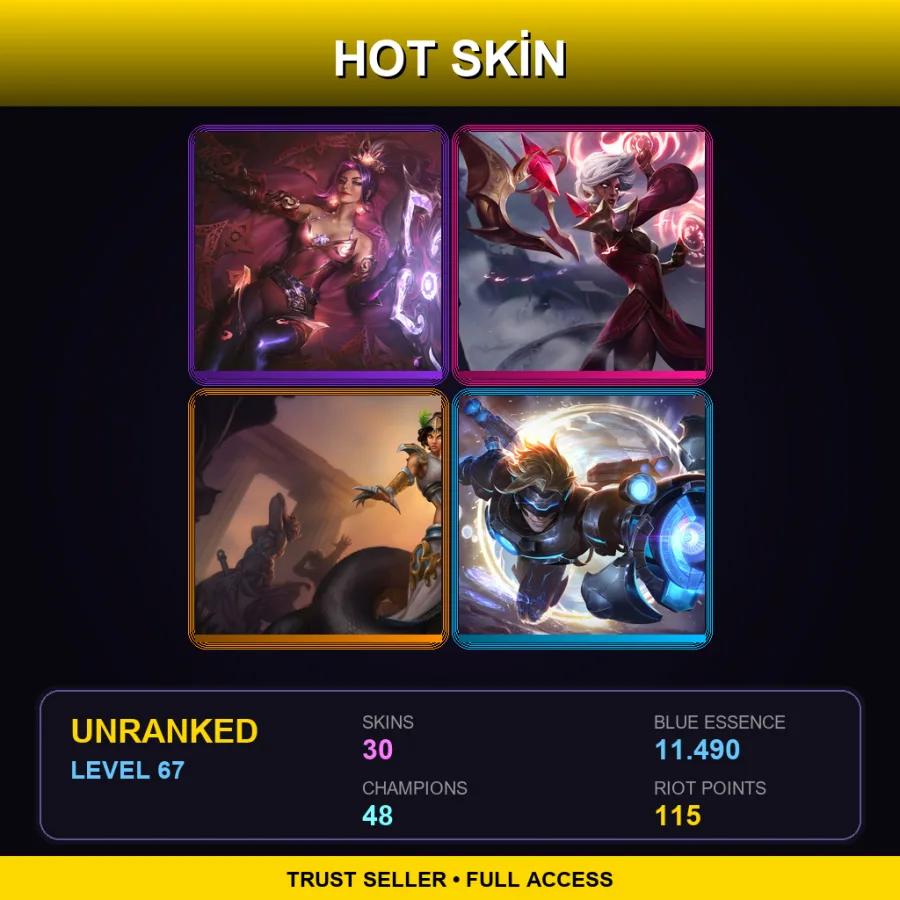 EUNE | Lv67 | Unranked | 30 Skin | 48 Champ — LoL account