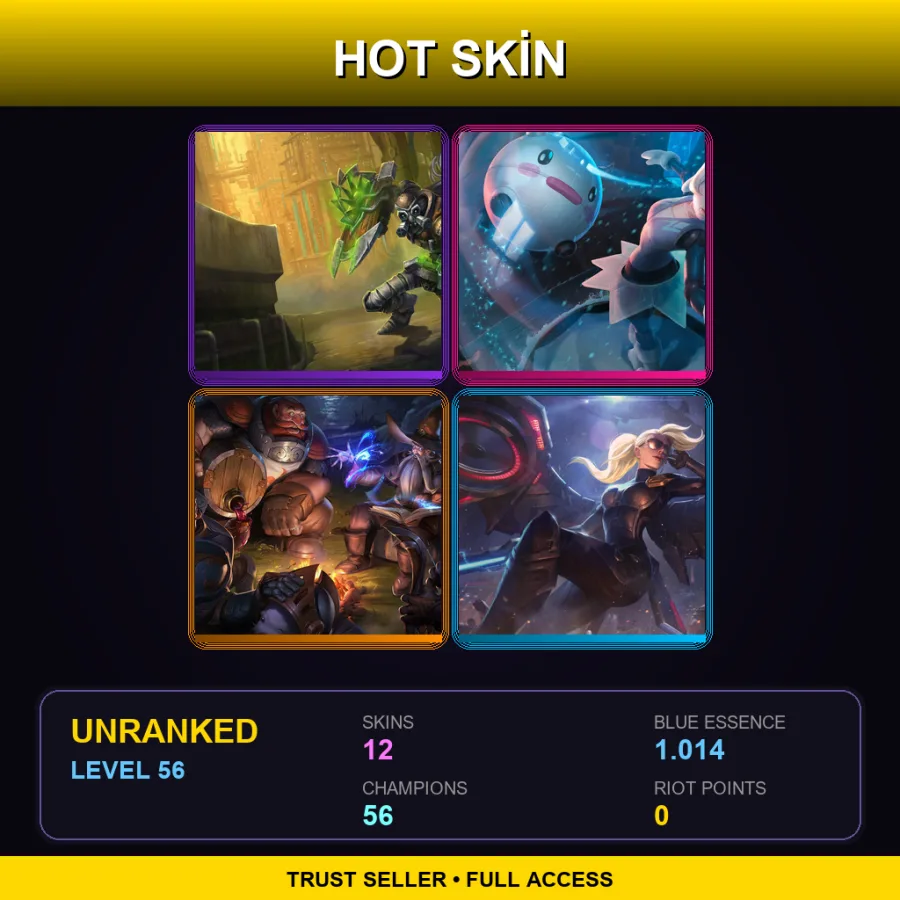 LAN | Lv56 | Unranked | 12 Skin | 56 Champ — LoL account