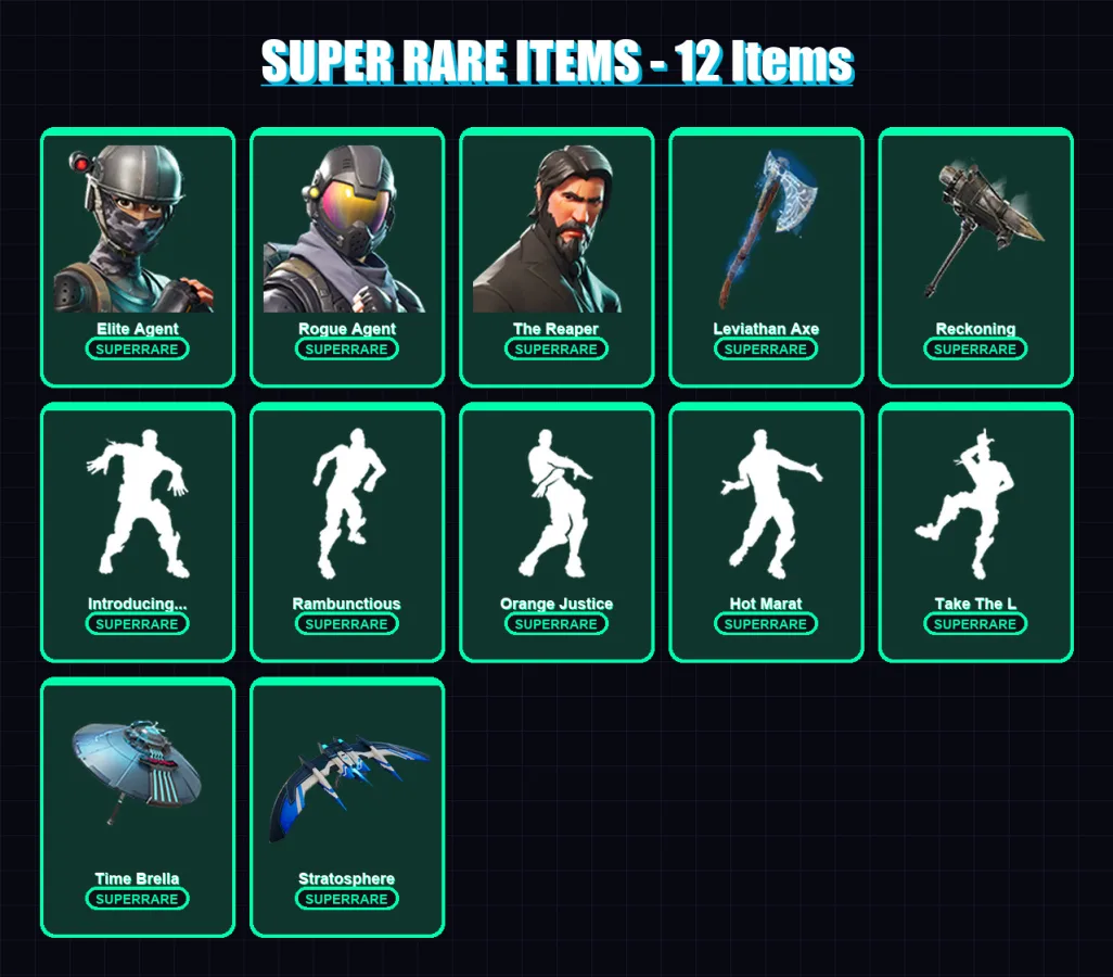 [PS4/PS5/XBOX/PC] | Elite Agent | Rogue Agent | The Reaper | Ruin | Dire | 130 skin | 82 pickaxe | 124 emote | 75 glider | Lv1189