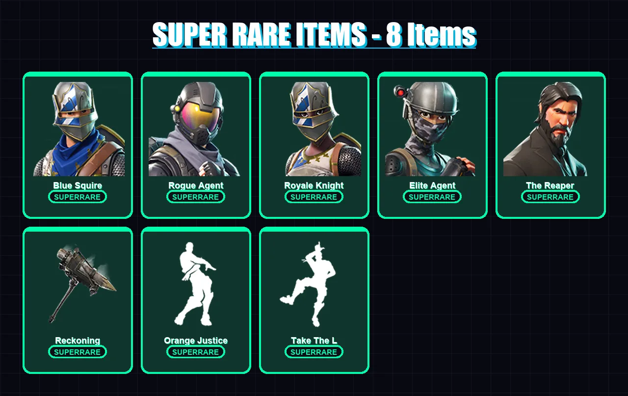 [PC/PSN] | Blue Squire | Rogue Agent | Royale Knight | Elite Agent | The Reaper | 36 skin | 32 pickaxe | 33 emote | 29 glider | Lv381