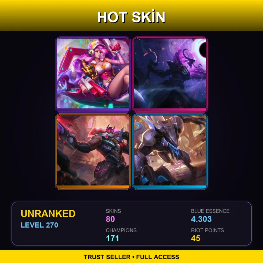EUNE | Lv270 | Unranked | 80 Skin | 171 Champ
