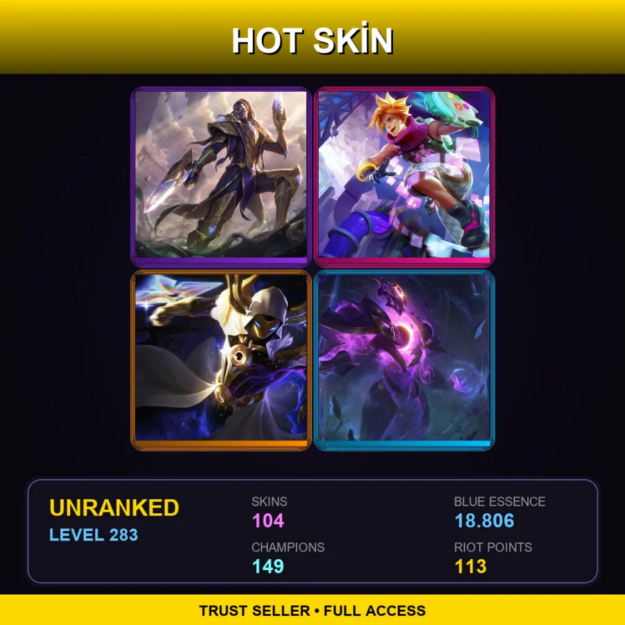 EUNE | Lv283 | Unranked | 104 Skin | 149 Champ — LoL account