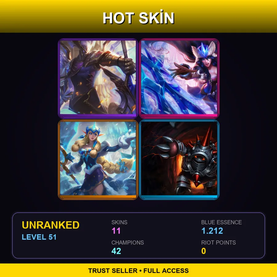 EUNE | Lv51 | Unranked | 11 Skin | 42 Champ — LoL account