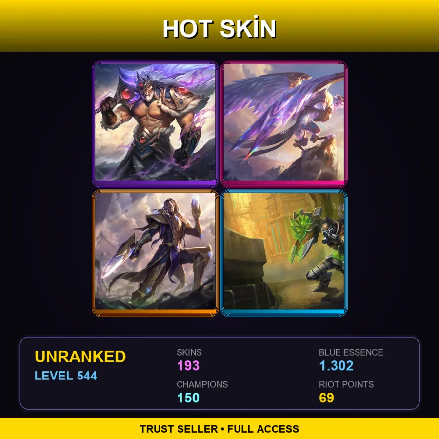 LAN | Lv544 | Unranked | 193 Skin | 150 Champ
