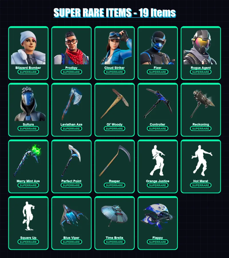 [PC/XBOX] | Blizzard Bomber | Prodigy | Cloud Striker | Fixer | Rogue Agent | 127 skin | 113 pickaxe | 119 emote | 97 glider | Lv1892