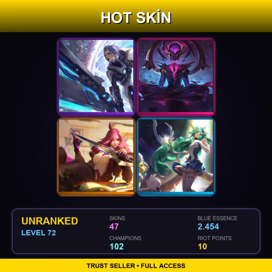 SG | Lv72 | Unranked | 47 Skin | 102 Champ — LoL account