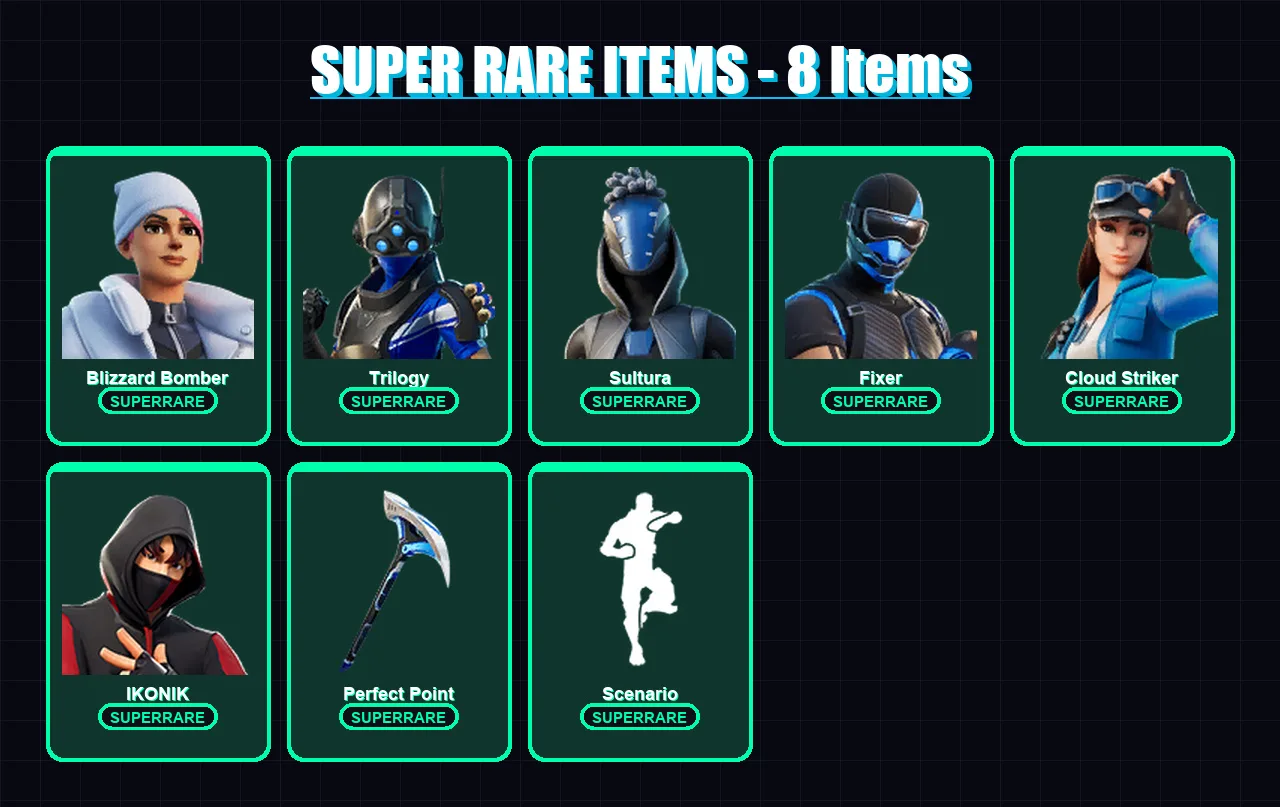 [PS4/PS5/XBOX/PC] | Blizzard Bomber | Trilogy | Sultura | Fixer | Cloud Striker | 67 skin | 71 pickaxe | 62 emote | 60 glider | Lv744