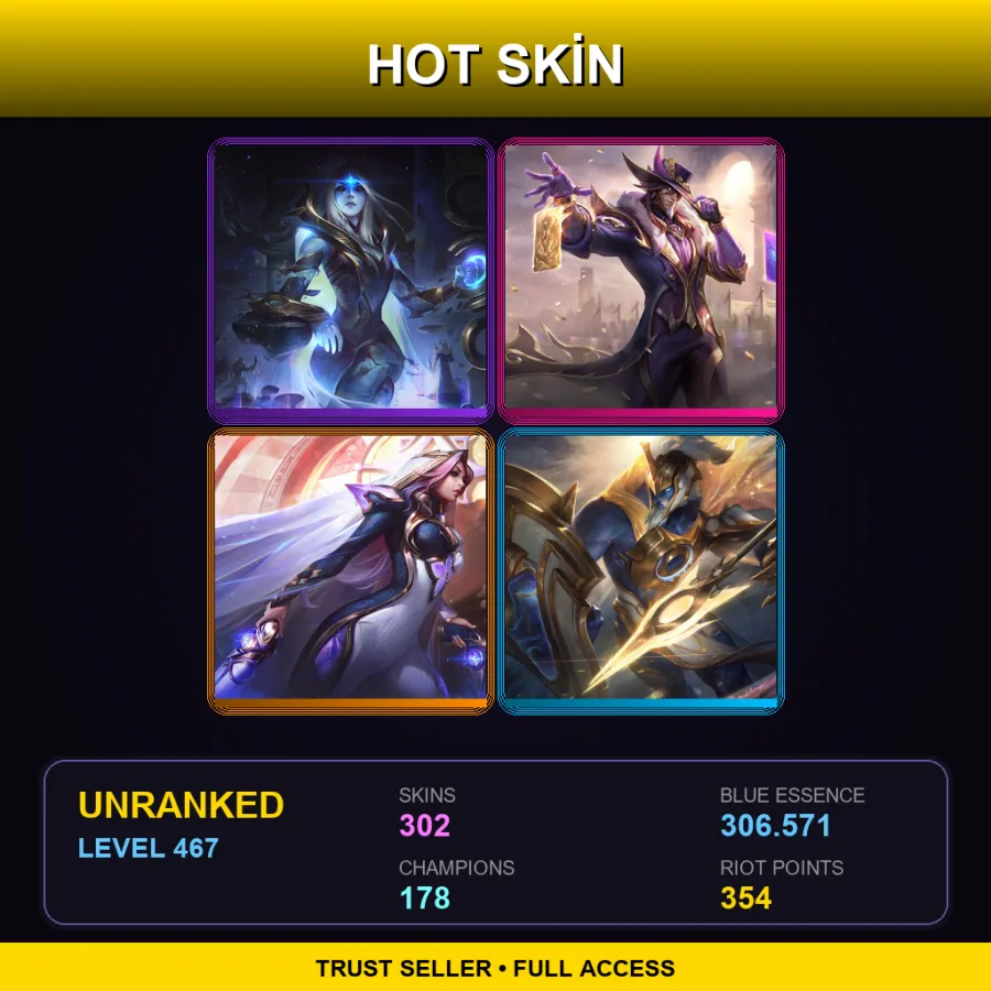 EUW | Lv467 | Unranked | 302 Skin | 178 Champ