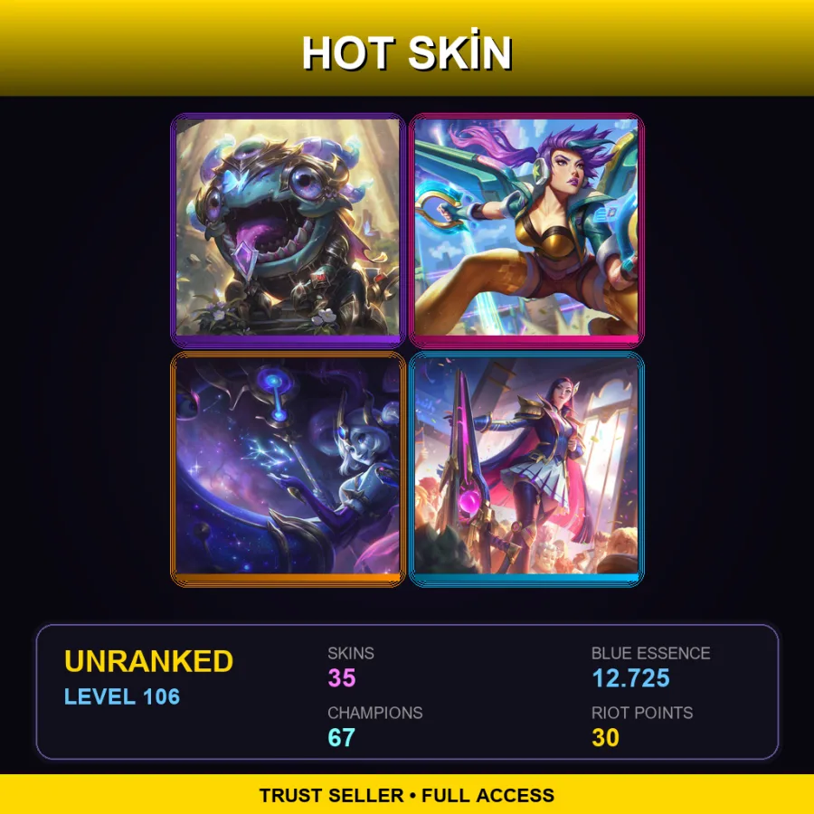 LAS | Lv106 | Unranked | 35 Skin | 67 Champ — LoL account