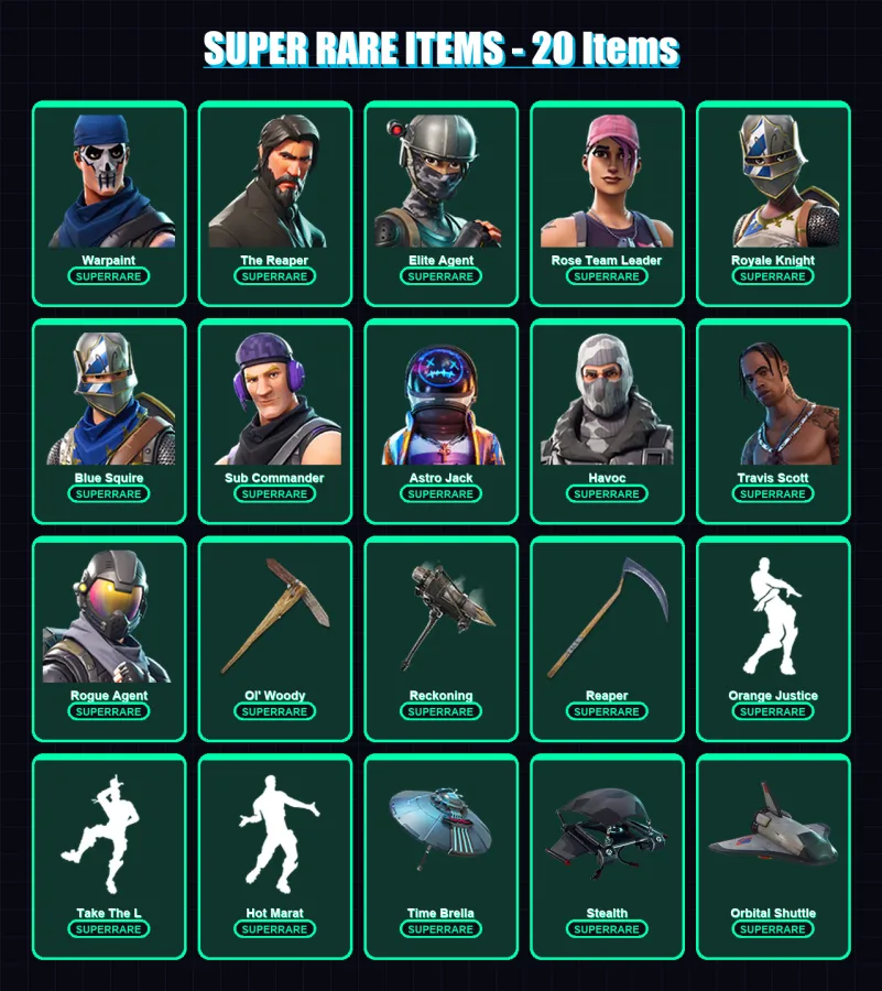 [PC/PSN] | Warpaint | The Reaper | Elite Agent | Rose Team Leader | Royale Knight | 140 skin | 75 pickaxe | 106 emote | 87 glider | Lv1110 — Fortnite account