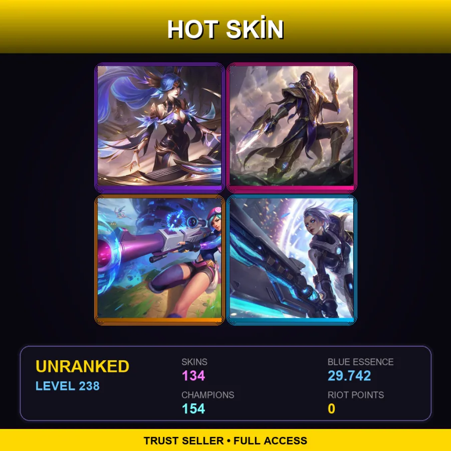 VN | Lv238 | Unranked | 134 Skin | 154 Champ — Secret Agent Xin Zhao