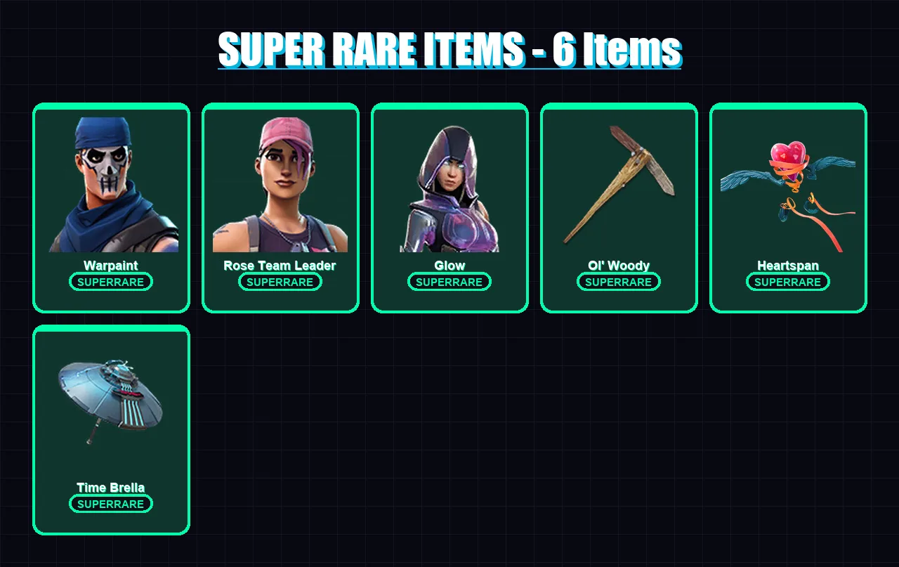 [PC/PSN] | Warpaint | Rose Team Leader | Glow | Omegarok | The Ageless | 166 skin | 174 pickaxe | 141 emote | 170 glider | Lv2312