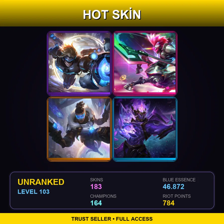 NA | Lv103 | Unranked | 183 Skin | 164 Champ