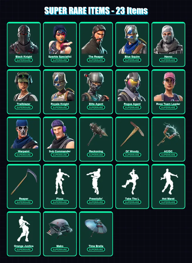 [PC/XBOX/PSN] | Black Knight | Sparkle Specialist | The Reaper | Blue Squire | Havoc | 76 skin | 68 pickaxe | 68 emote | 53 glider | Lv787 — Fortnite account