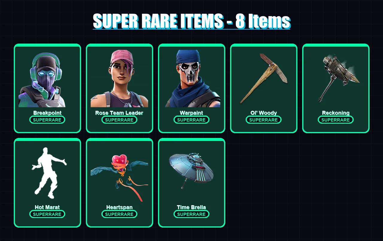 [PC/XBOX/PSN] | Breakpoint | Rose Team Leader | Warpaint | Rox | A.I.M. | 83 skin | 76 pickaxe | 71 emote | 68 glider | Lv998