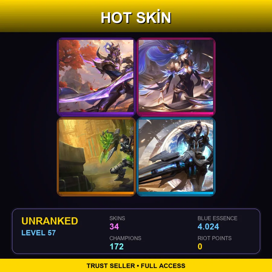 SG | Lv57 | Unranked | 34 Skin | 172 Champ — Hextech Singed