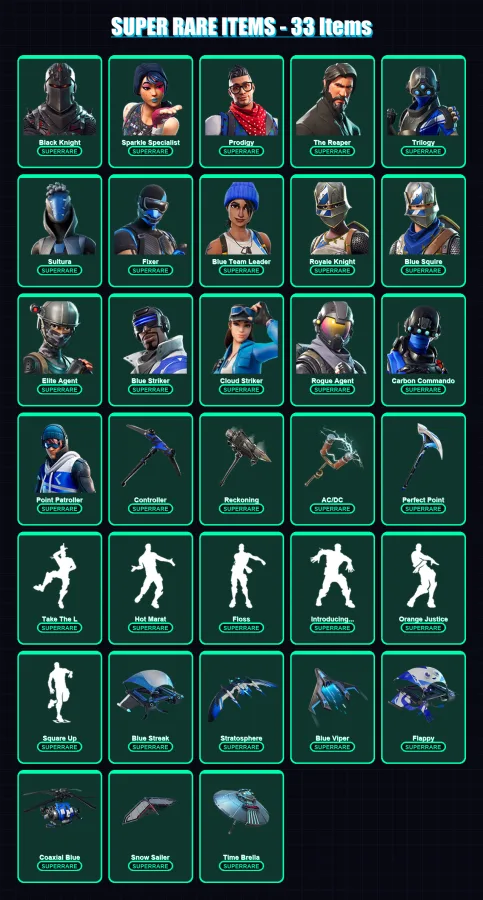 [PS4/PS5/XBOX/PC] | Black Knight | Sparkle Specialist | Prodigy | The Reaper | Trilogy | 111 skin | 107 pickaxe | 111 emote | 109 glider | Lv1307