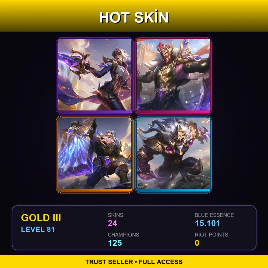 EUW | Lv81 | Gold III | 24 Skin | 125 Champ