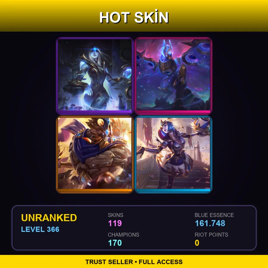 VN | Lv366 | Unranked | 119 Skin | 170 Champ — LoL account