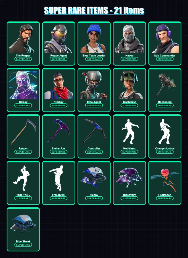 [PC/PSN] | The Reaper | Rogue Agent | Blue Team Leader | Havoc | Sub Commander | 109 skin | 52 pickaxe | 89 emote | 62 glider | Lv952 — Fortnite account